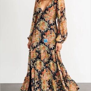 Baltic Born Bowman Deep V Maxi Floral Dress